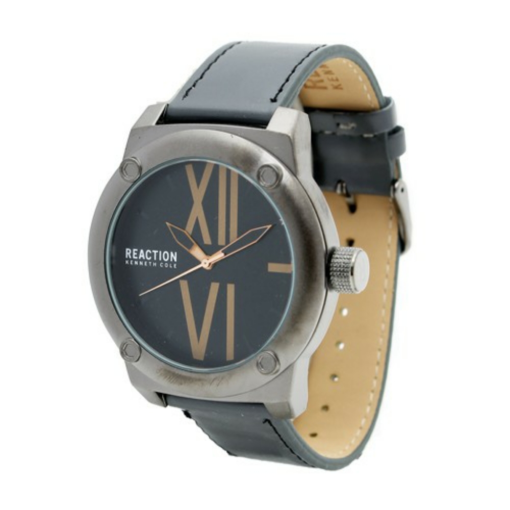 SOLD. Kenneth Cole Reaction Leather Strap Analog Watch - Picture 1 of 3